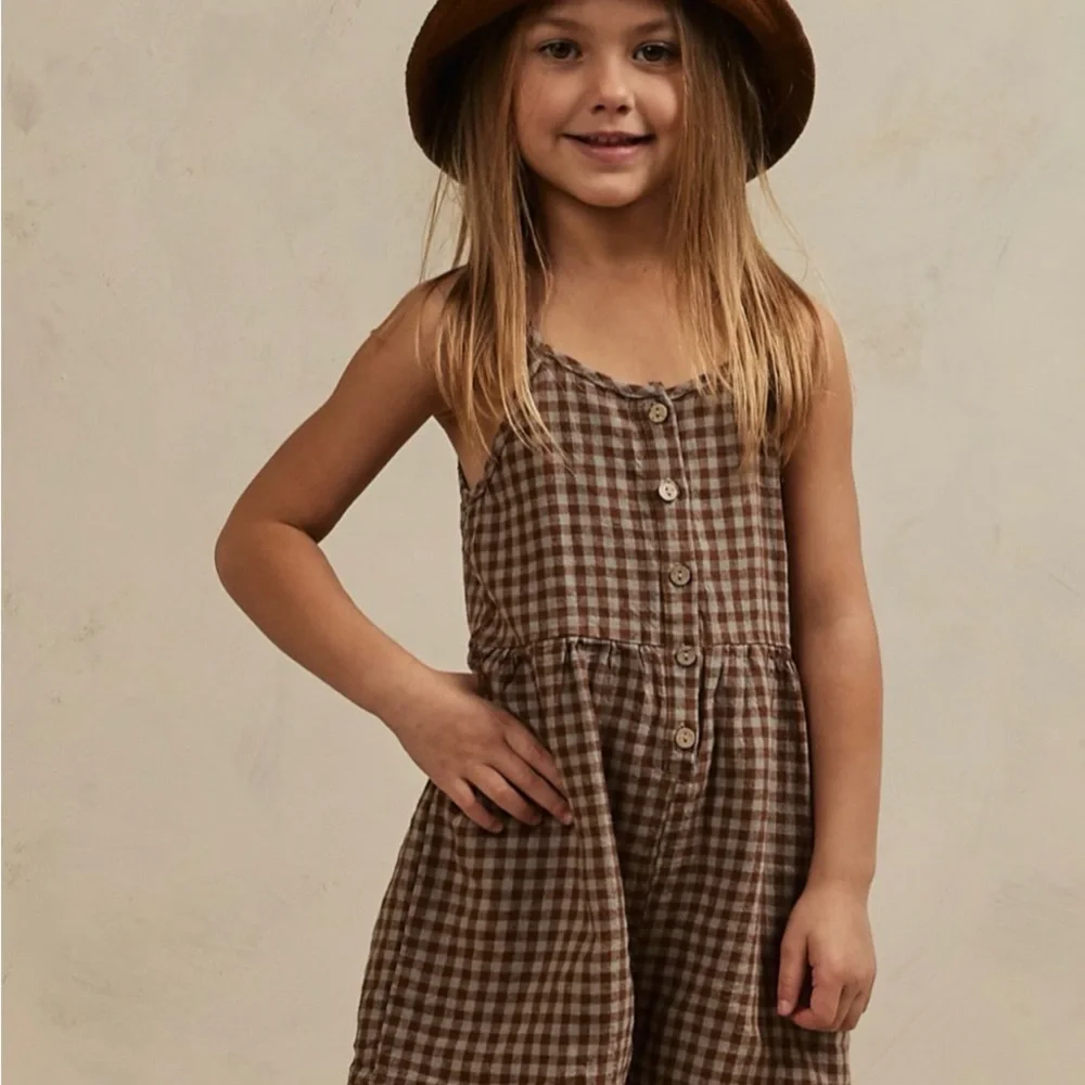 Rylee + Cru Button Romper Gingham - Picture 2 of 6